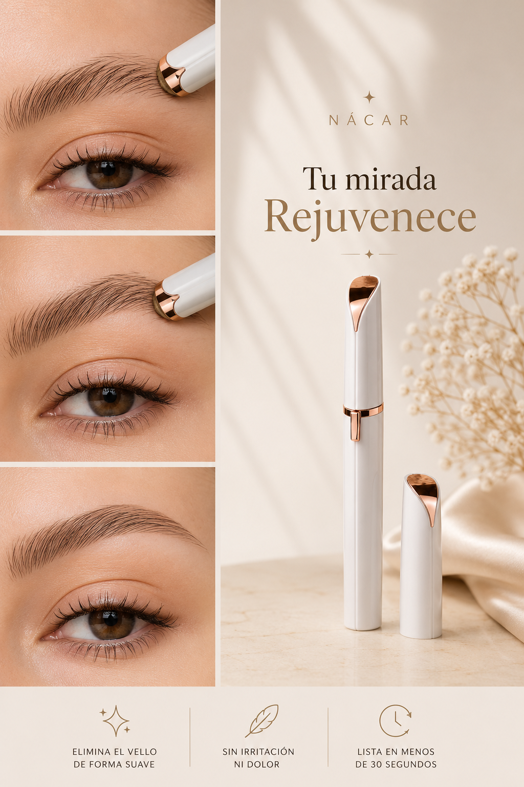 Depiladora facial de precisión indolora RECARGABLE